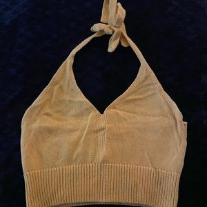 H&M Large mustard yellow/orangish adjustable tie crop top